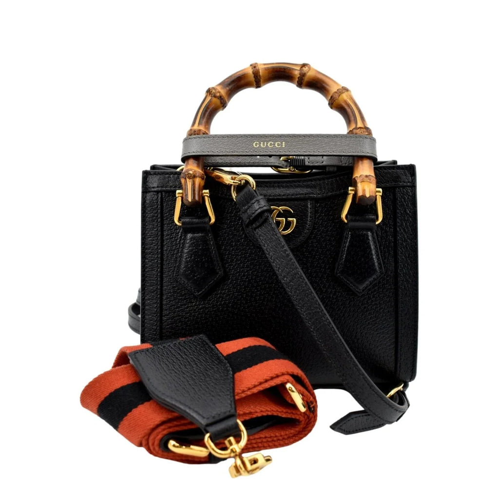 Pre-owned GUCCI Diana Bamboo Mini Leather Tote Bag Dark 702732