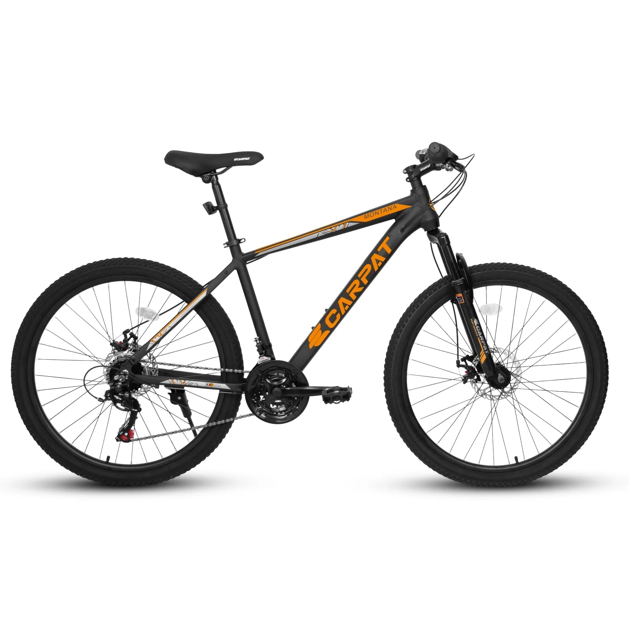 Ecarpat 26 inch mountain bike adult aluminum frame shock absorbing front fork bike 21-speed disc brake, Jet orange.