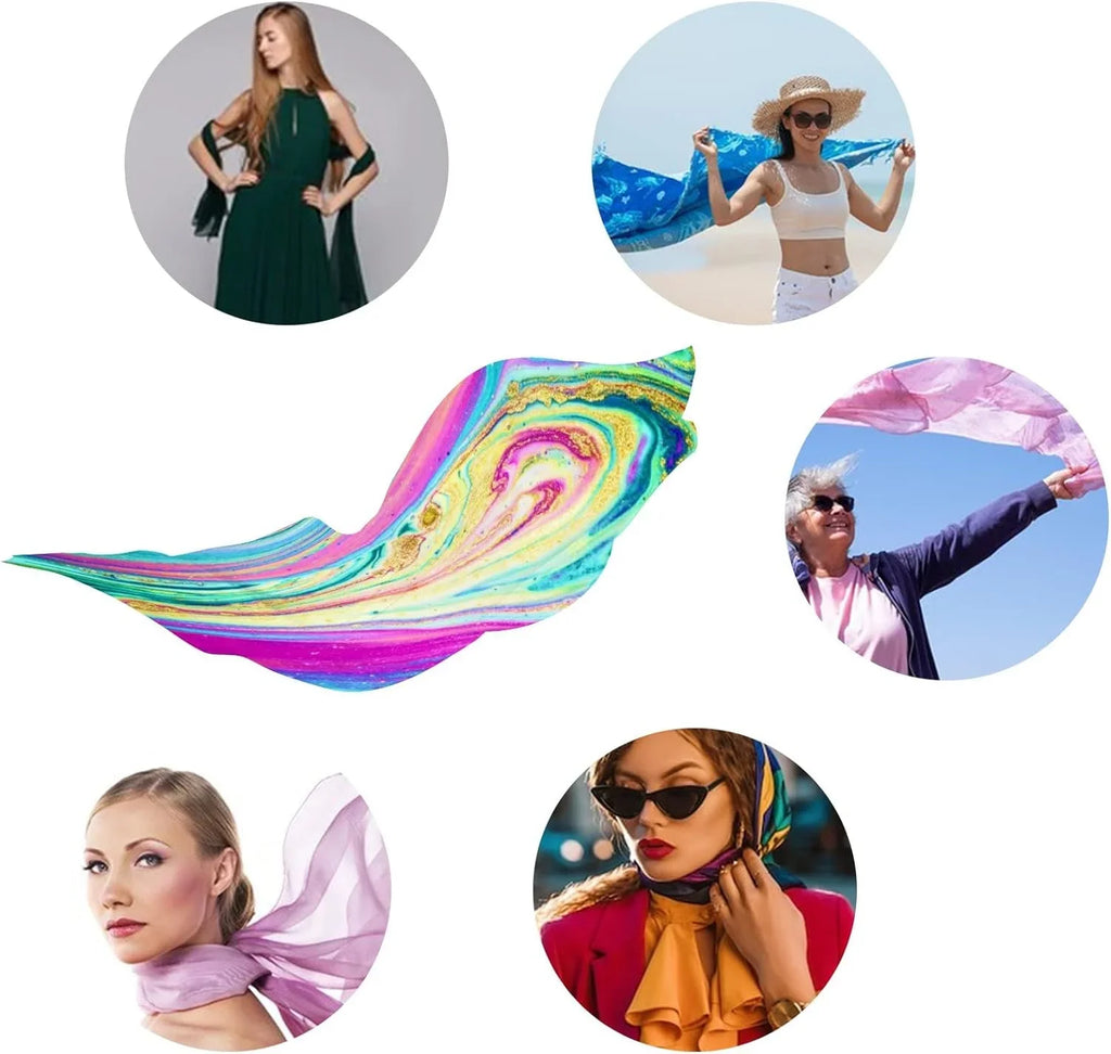 Hyjoy Watercolor Marble Art Long Silk Neck Scarf Load Shawl Wrap Scarves for Women Girls