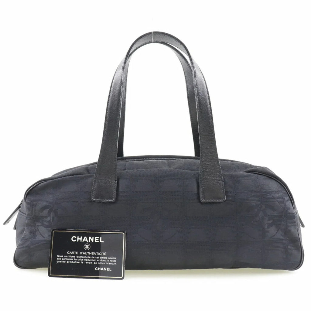 Authenticated Used Chanel Mini Boston New Travel Line A15828 Nylon Canvas Ebony Ladies Handbag