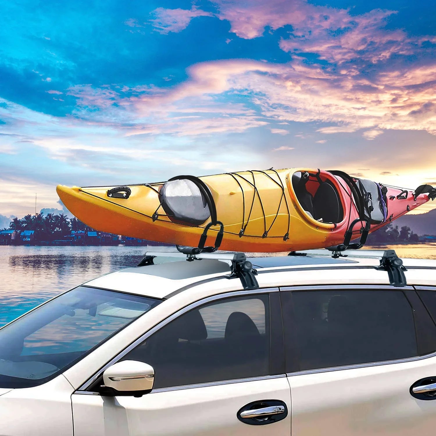 iMounTEK Roof Rack Crossbars 47.24in Car Roof Rack Aluminum Cargo Carrier with 165LBS Capacity Fit for Most Vehicle Wagon Car Without Roof Side Rail