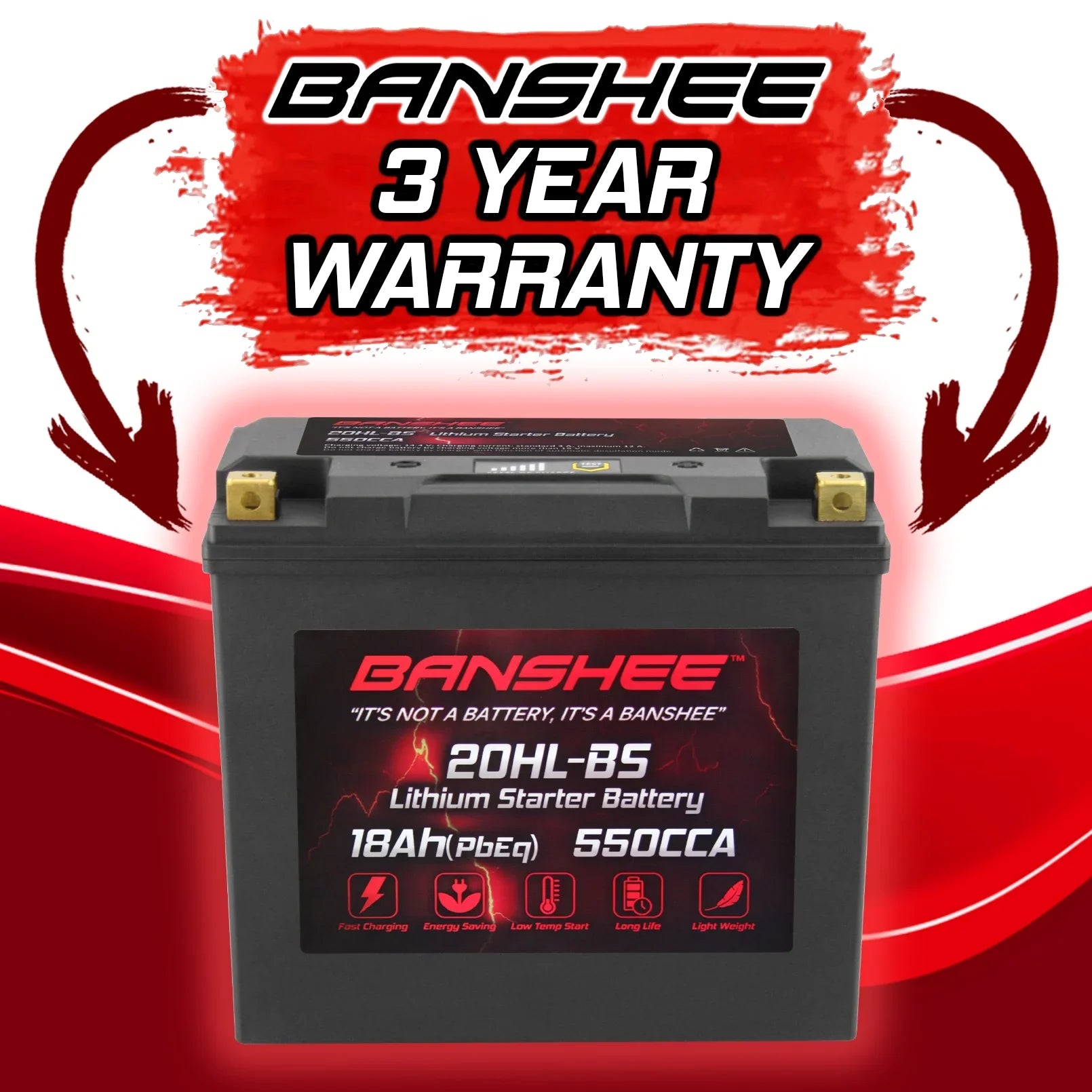 Banshee 20L-BS LiFePO4 Motorsports Battery Compatible with Yamaha FX1800 WaveRunner FX SHO 2008 to 2012