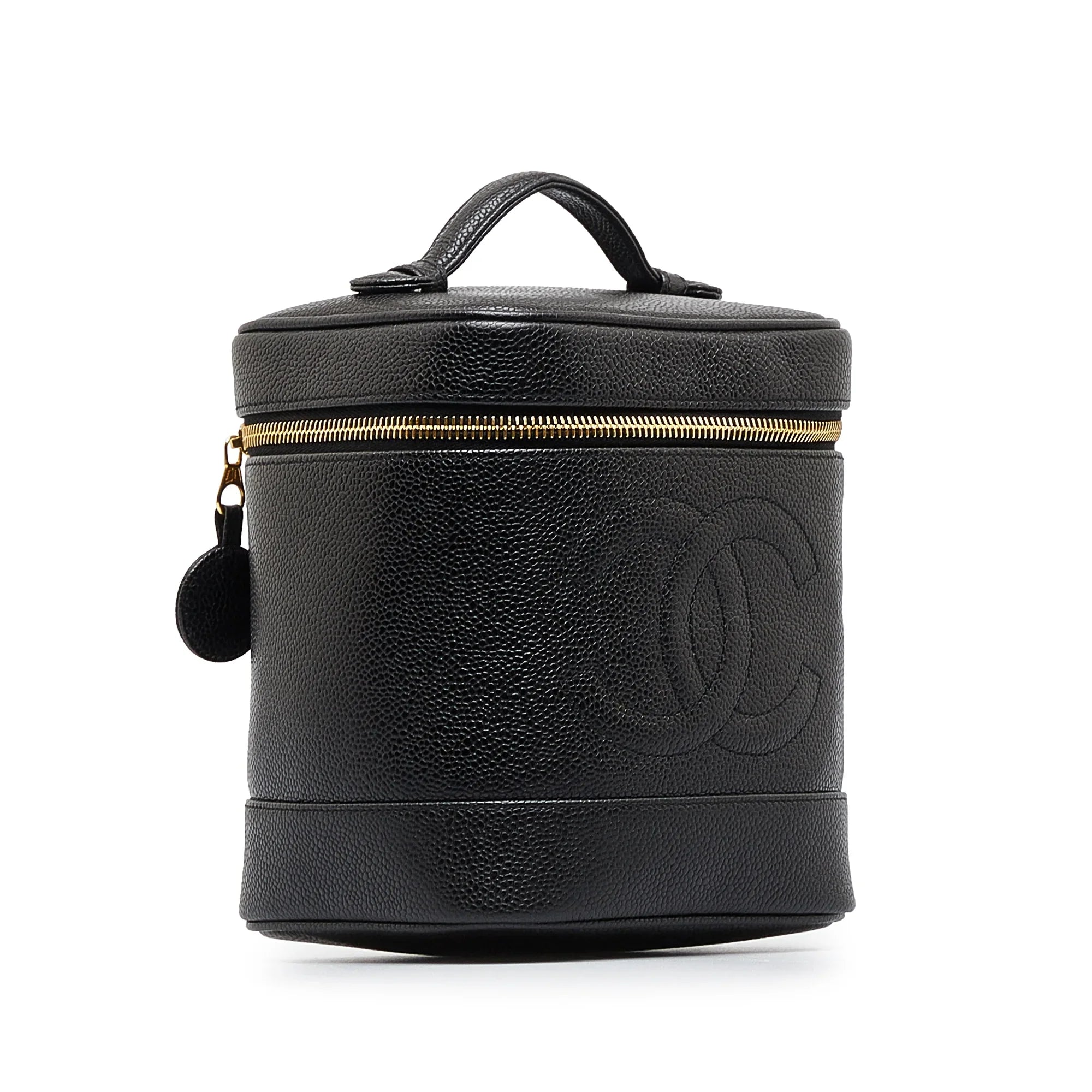 Pre-Owned Authenticated Chanel CC Caviar Vanity Bag Leather Dark Unisex (Good)