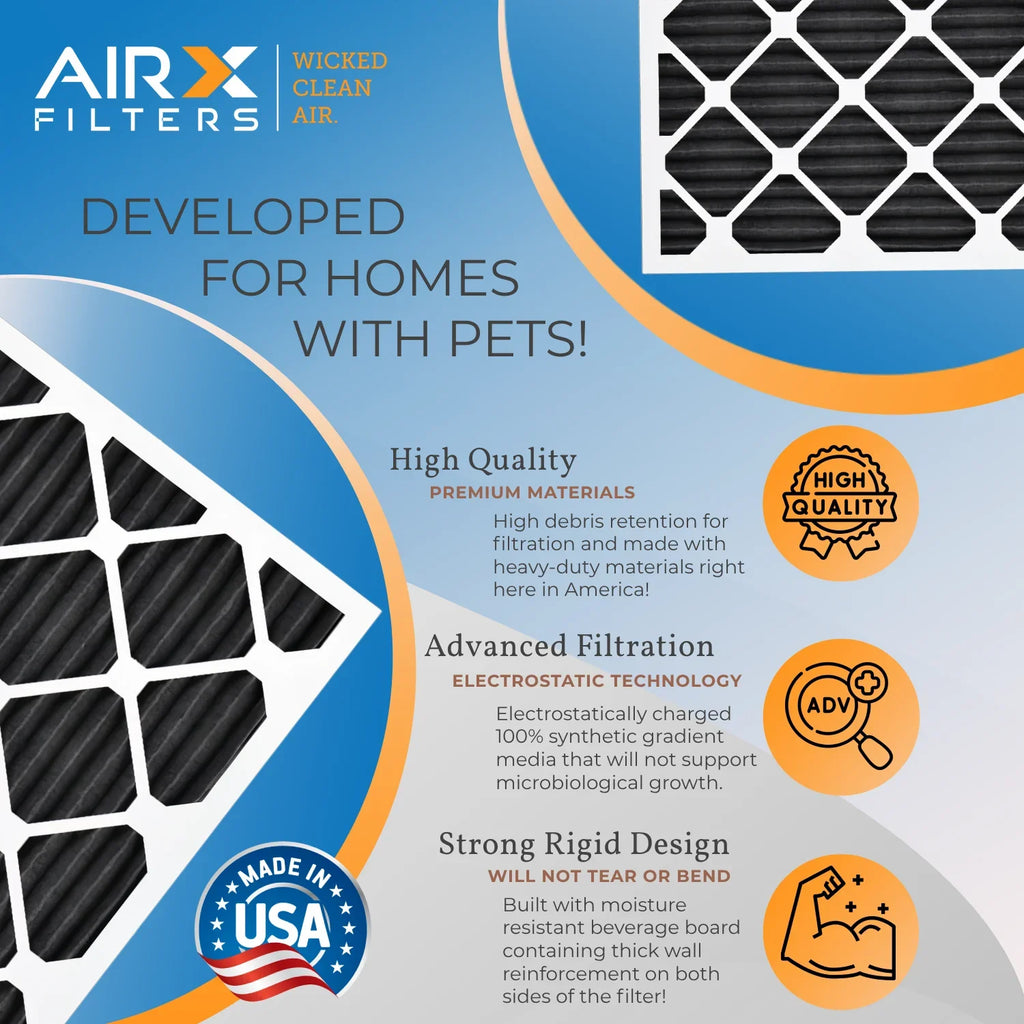 25x25x1 Air Filter Odor Eliminator Carbon Filter MERV 8 Comparable to MPR 700 & FPR 5 AC HVAC Premium USA Made 25x25x1 Furnace Filters by AIRX FILTERS WICKED CLEAN AIR. 6 Pack