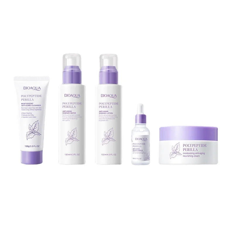 Polypeptide Perilla Extract Facial Skin Care Sets & Kits - Comprehensive 5Pcs Skincare Kit for Women