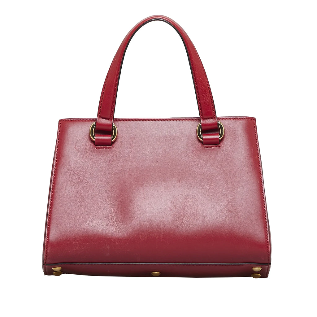 Pre-Owned Authenticated Gucci Sylvie Satchel Calf Leather Red Unisex (Good)