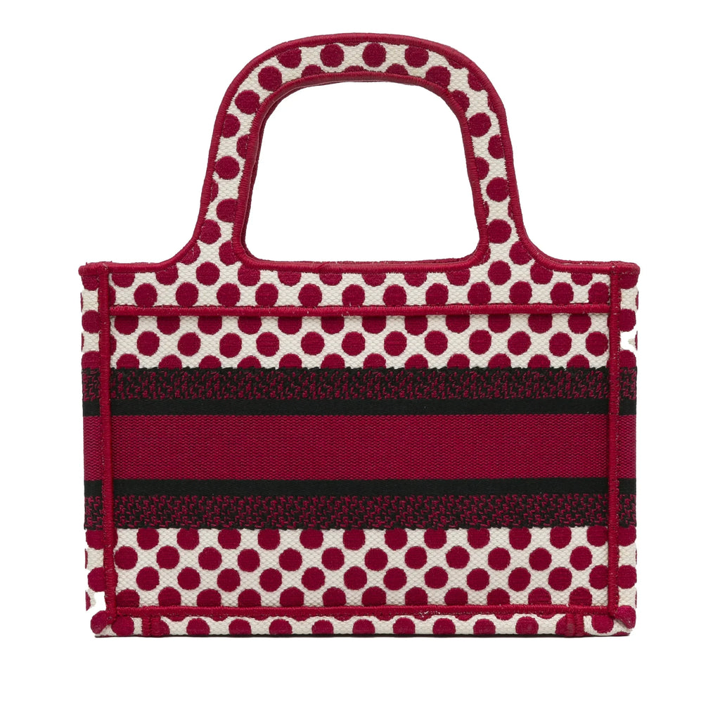 Pre-Owned Authenticated Dior Mini Dioramour Book Tote Canvas Fabric Red Tote Bag Unisex (Good)