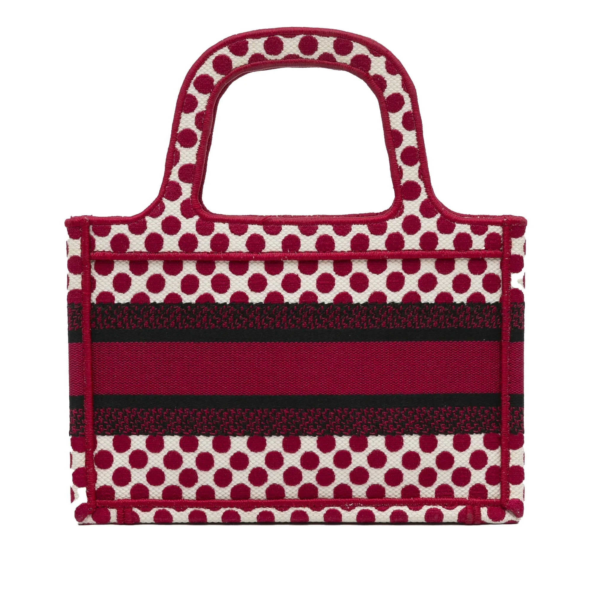 Pre-Owned Authenticated Dior Mini Dioramour Book Tote Canvas Fabric Red Tote Bag Unisex (Good)