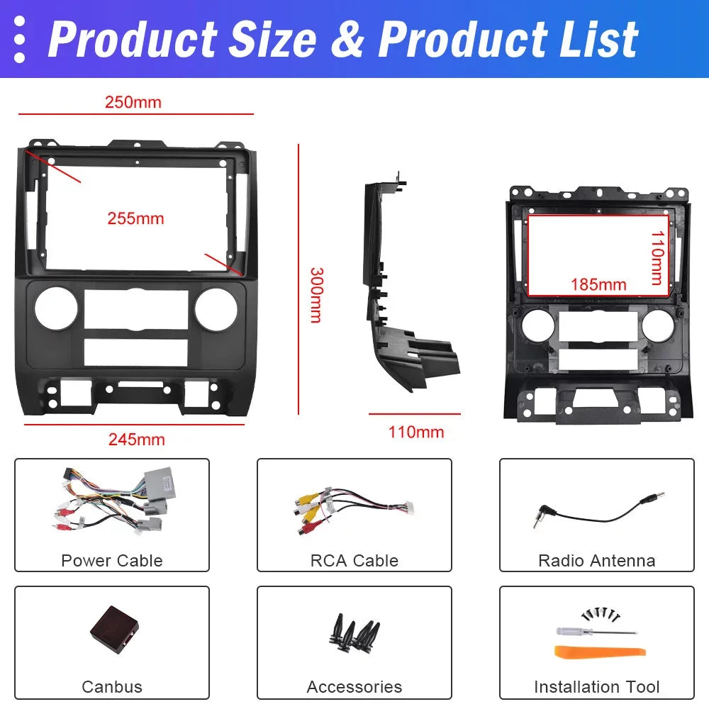 Podofo 2+64G Android 13 for Ford Escape/Ford Kuga/Mazda Tribu 2007-2012 Wireless Carplay Android Auto Mirror Link 9'' Touchscreen Car Stereo Radio WIFI GPS FM Bluetooth Hifi, AHD Backup Camera