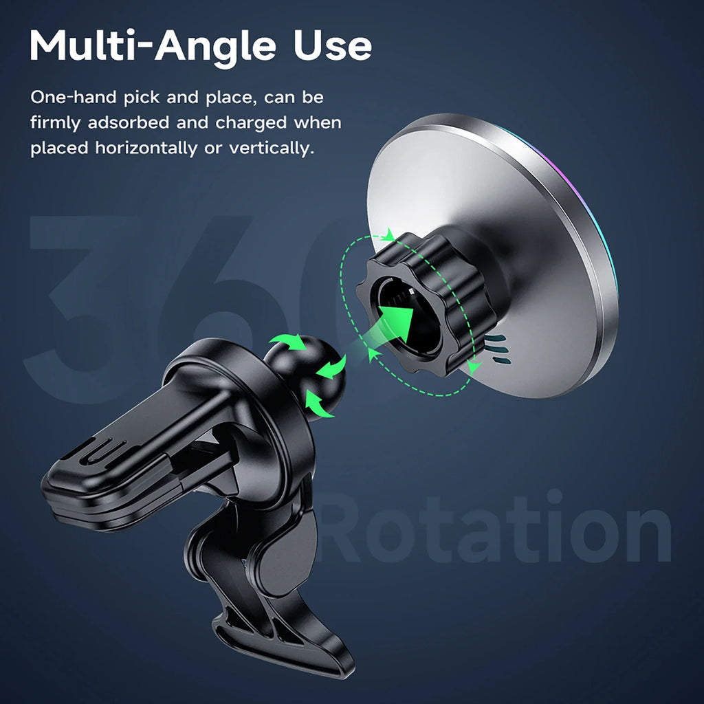 HOCO Magnetic Wireless Car Charger Air Vent Car Phone Holder Mount 15W QI Fast Charging Compatible for iPhone,,Huawei,etc