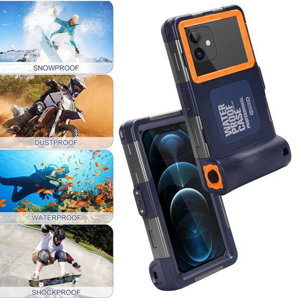 UrbanX Professional [15m/50ft] Swimming Diving Surfing Snorkeling Photo Video Waterproof Protective Case Underwater Housing for Play 20 And all Phones Up to 6.9 Inch LCD with Lanyard
