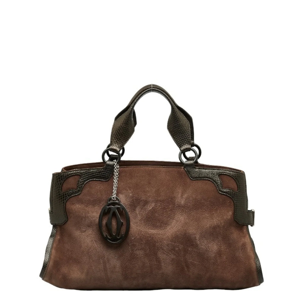 Pre-Owned Cartier Marcello Handbag Brown Suede Leather Ladies CARTIER (Good)