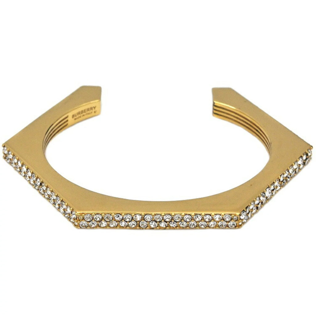 Pre-Owned Burberry Bangle Gold Clear Stone 80326341 M GP Rhinestone BURBERRY Crystal Detail Bracelet Nut Motif Jewelry Cuffs Ladies (Good)
