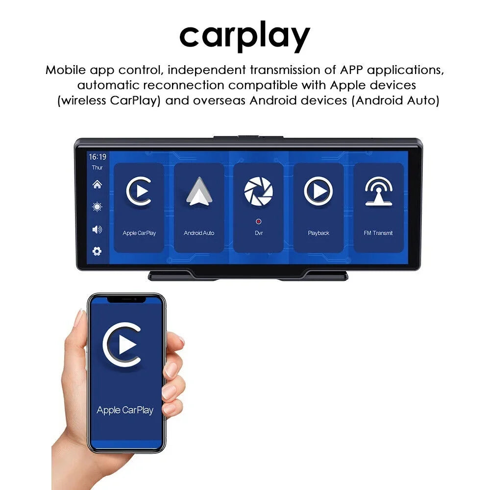KingFurt 2K Car DVR Wireless Dash Camera Carplay Android Auto Touch Screen 10.26'' WIFI - Stunning Resolution and Smart Compatibility