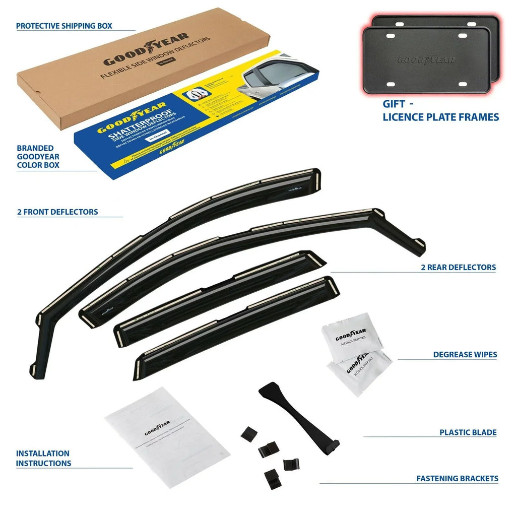 Goodyear Shatterproof in-Channel Window Deflectors for Ford Escape 2020-2024, Rain Guards, Window Visors for Cars, Vent Deflector, Car Accessories, 4 pcs - GY003472