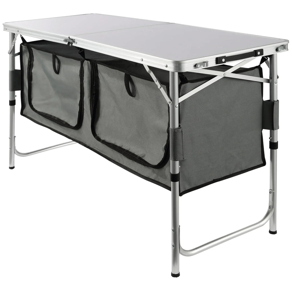 SKYSHALO Folding Portable Cook Station 3 Adjustable Heights Camping Kitchen Table