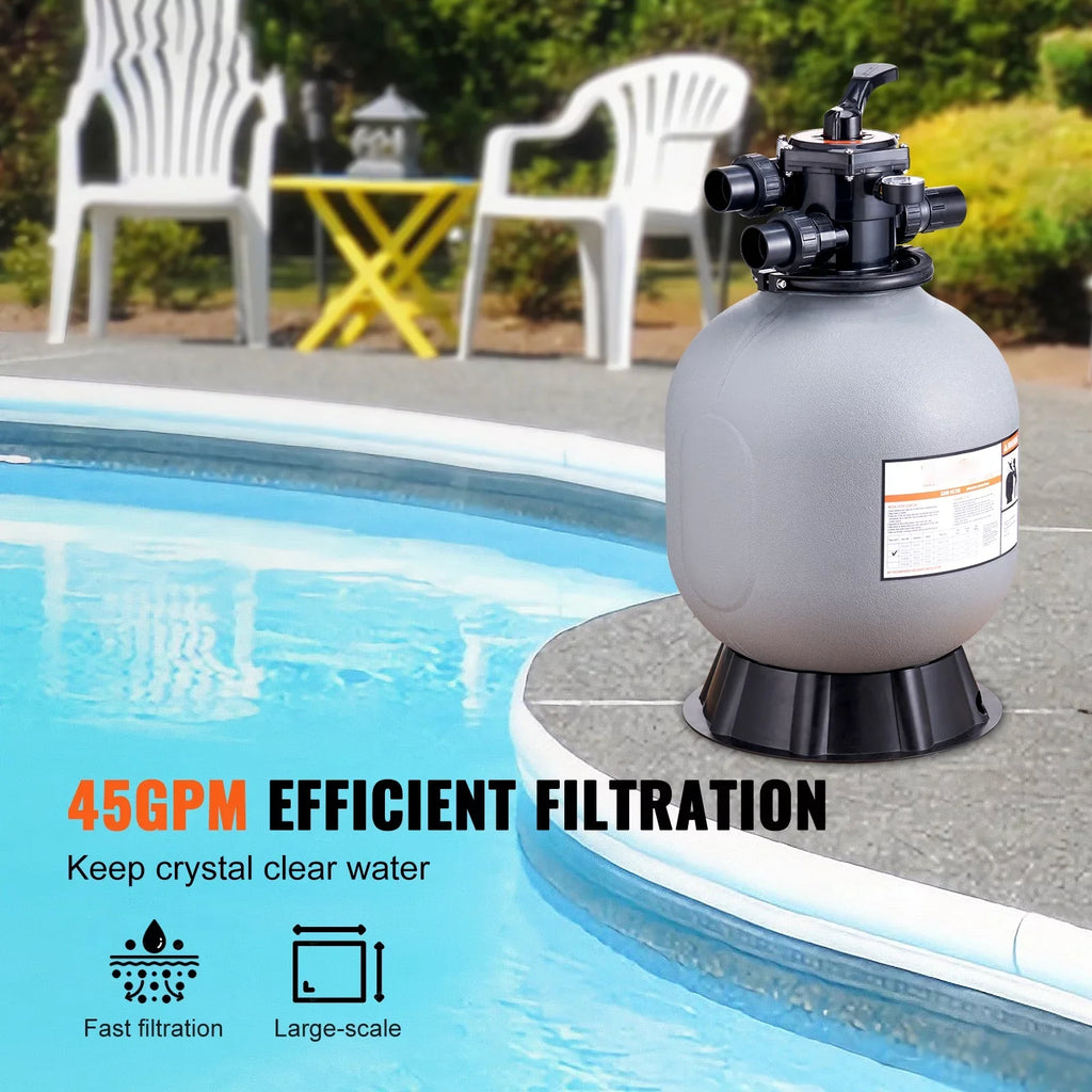 BENTISM Swimming Pool Sand Filter 19" Above Inground Sand Filter with 7-Way Valve