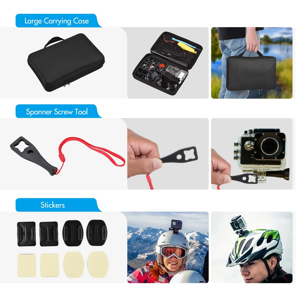 Anself Action Accessories Kit Sports Accessories Set with Waterproop Housing Silicone Protective Case Selfie Stick Various Mount Bracket and More Replacement for GoPro Hero 109 Jet with