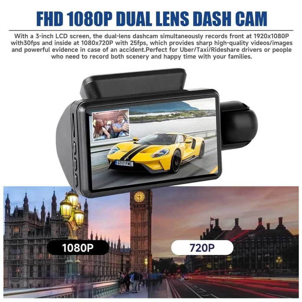 SYTHERS Dash Cam 1080P Night Vision Dash Camera Front and Rear, 170° Wide Angle, Loop Recording, G-Sensor
