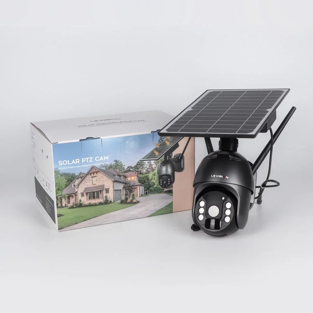 LS VISION 4MP Wifi Wireless Security Camera System Outdoor PTZ Solar Battery Powered Camera