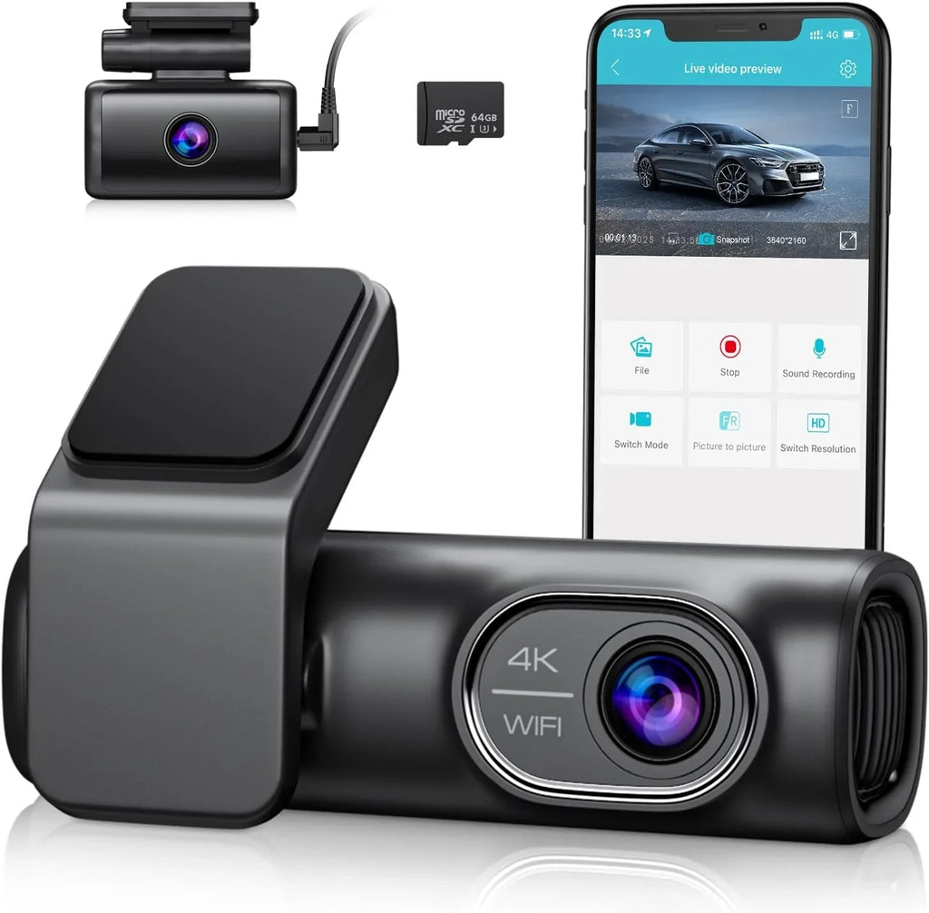 OMBAR Dash Cam Front and Rear 4K/2K/1080P+1080P 5G WiFi GPS for Cars with Free 64G SD Card,WDR Night Vision, 24h Parking Mode,170°Wide, G-Sensor, Loop Recording, APP