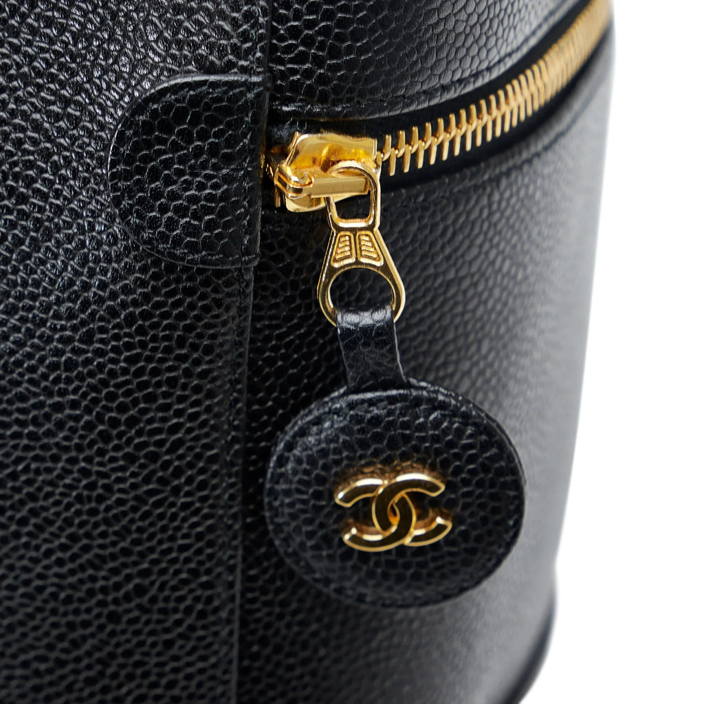 Pre-Owned Authenticated Chanel CC Caviar Vanity Bag Leather Dark Unisex (Good)