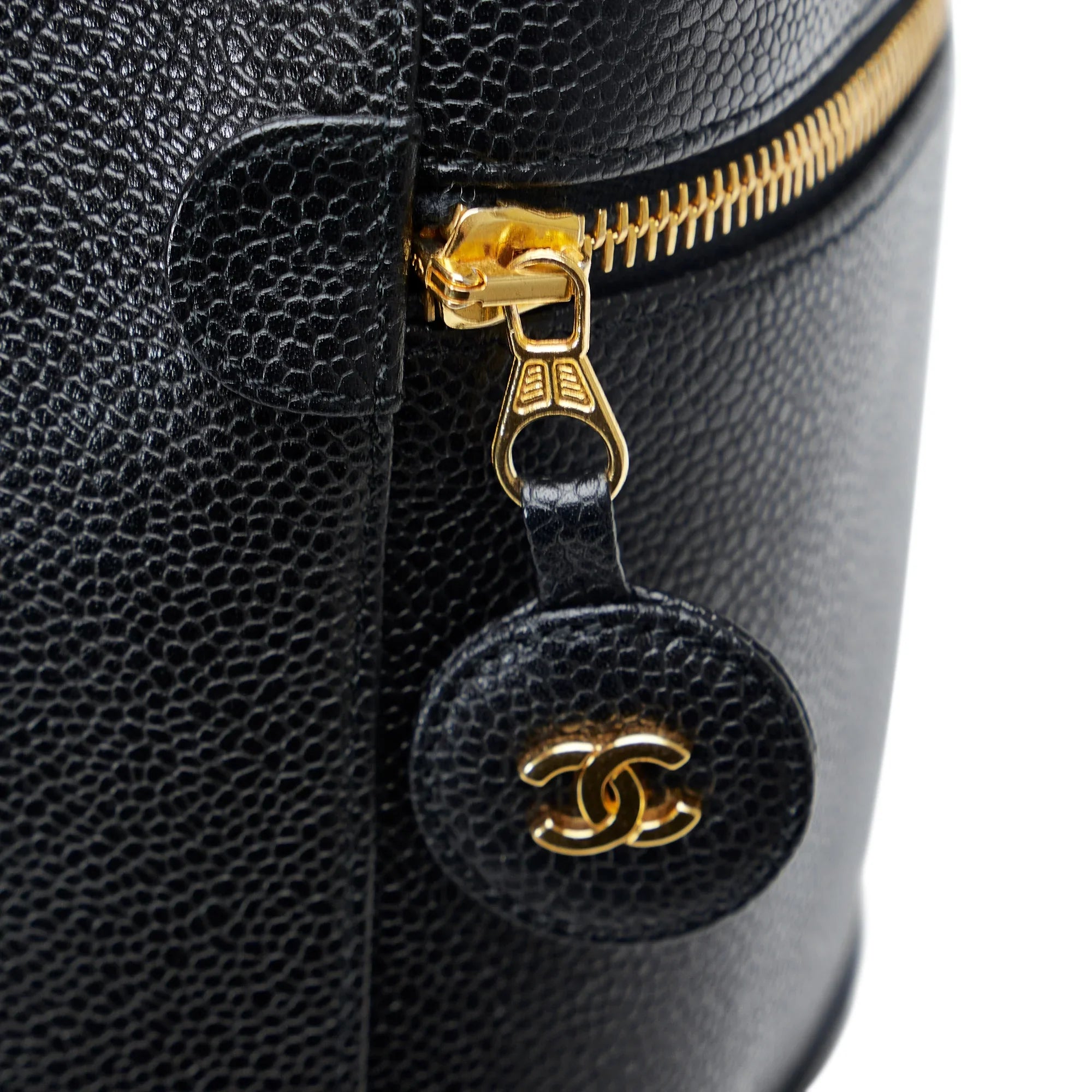 Pre-Owned Authenticated Chanel CC Caviar Vanity Bag Leather Dark Unisex (Good)