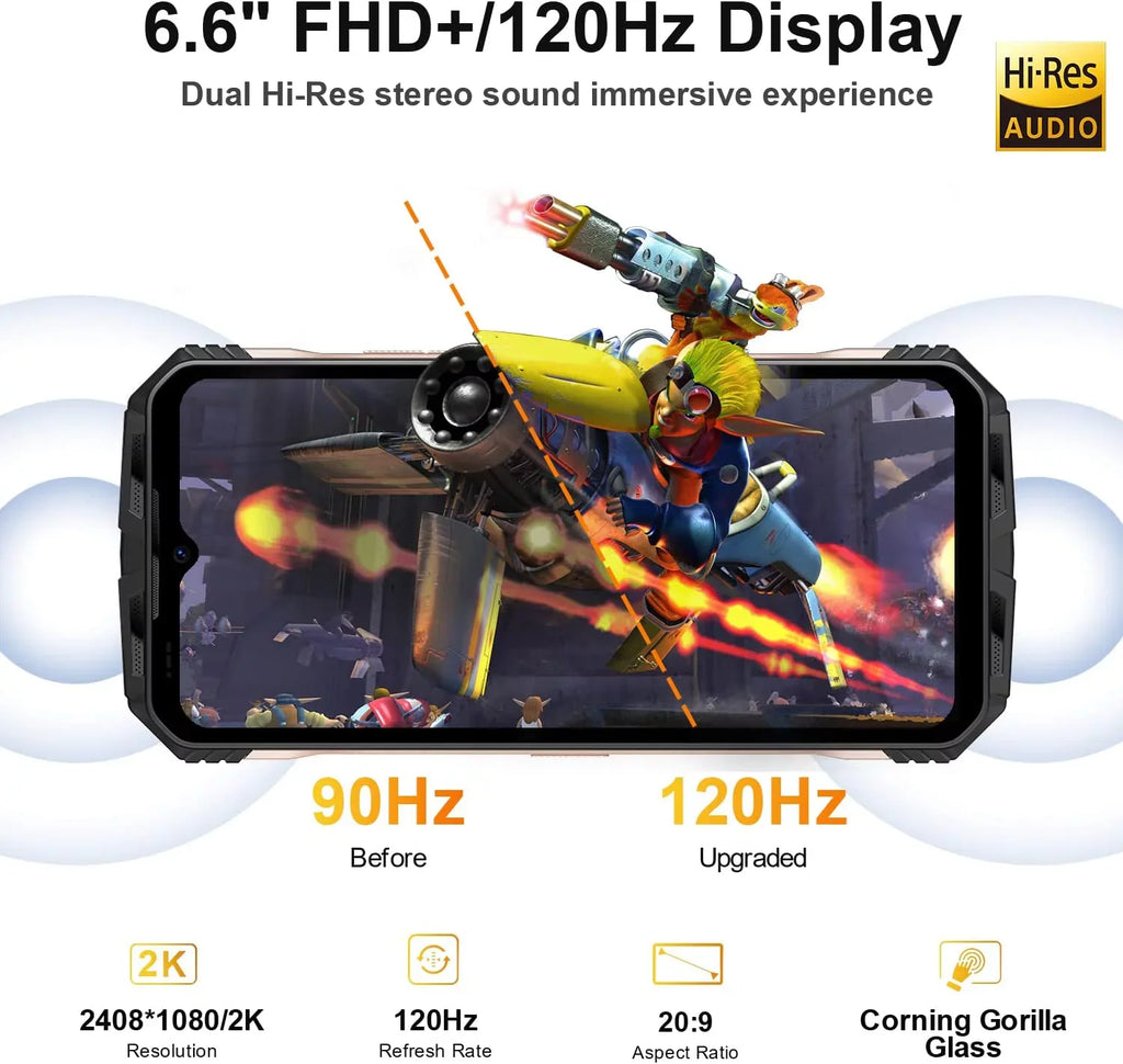 DOOGEE V MAX 5G Rugged Smartphone, 22000mAh 20GB+256GB Android 12 Unlocked Phones, 120Hz 6.58"