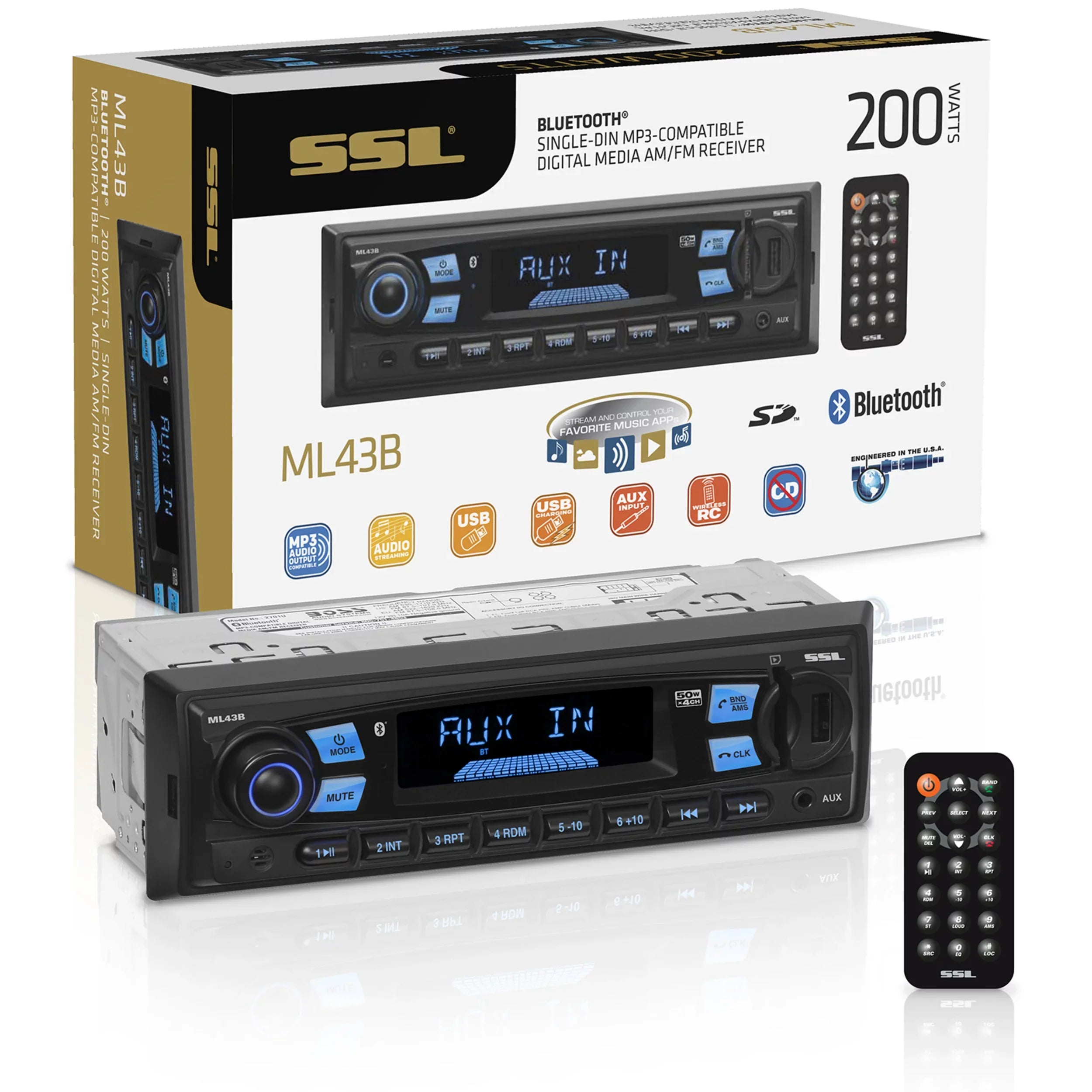 Sound Storm Laboratories ML43B Car Stereo, No CD, Bluetooth, USB, SD, AM/FM