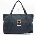 Pre-Owned FENDI Zucca pattern tote bag handbag Ebony nylon canvas ladies 15786 (Good)