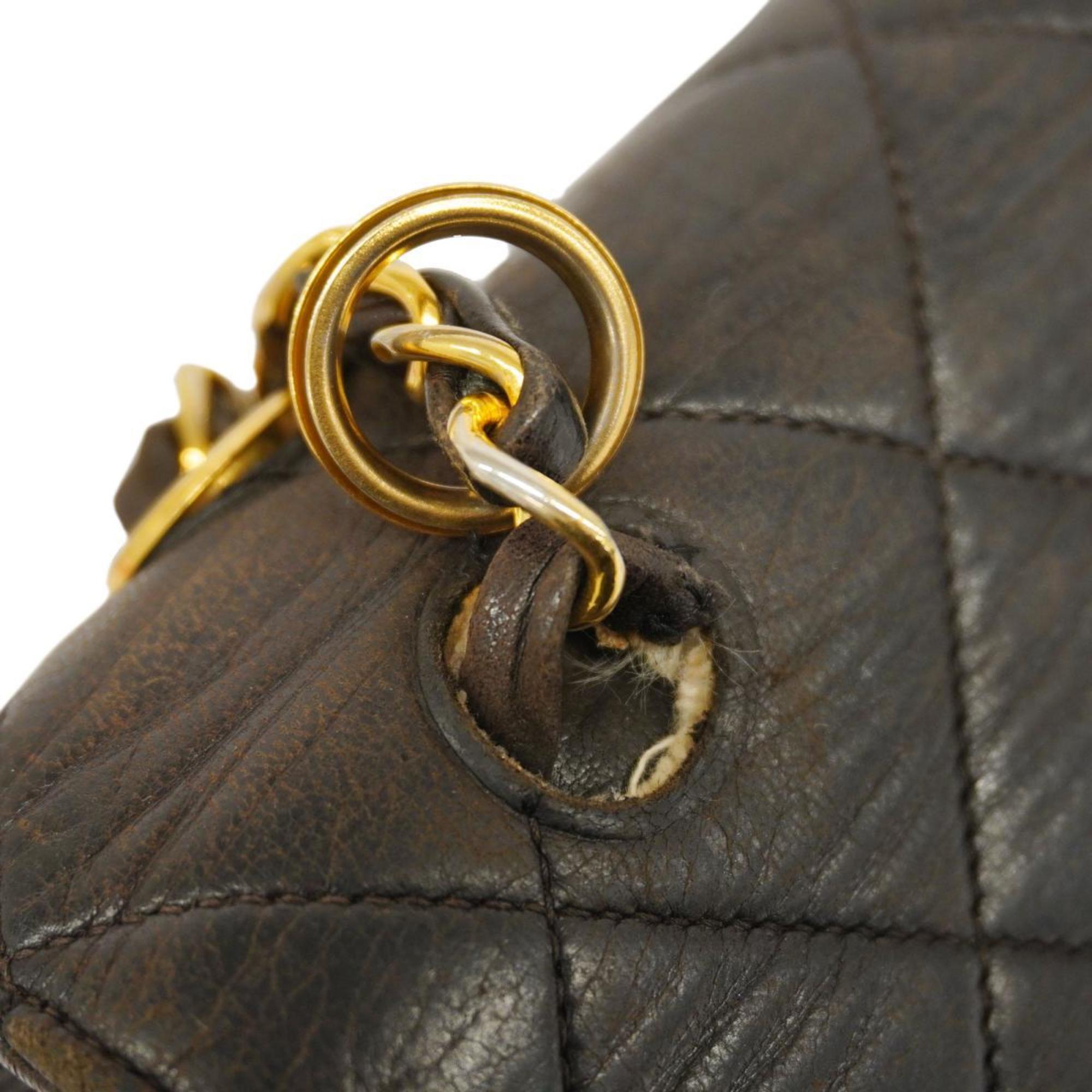 Pre-Owned Chanel Shoulder Bag Matelasse Double Face W Chain Lambskin Dark Women's (Good)
