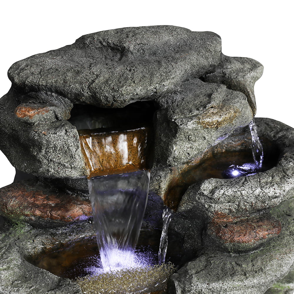 Kmowoo 32.6inches Rock Water Fountain with Led Lights