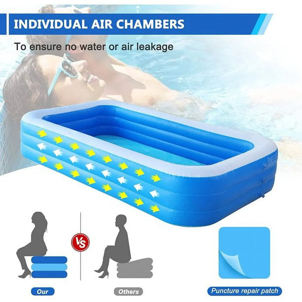 OTFitness Packable Inflatable Pools Swimming Pool for Kids and Adults, 120 X 72 X 22 inch Swimming Pool & Ball Pools for Babies, Toddlers, Outdoor, Backyard, Garden, Summer Pool Party