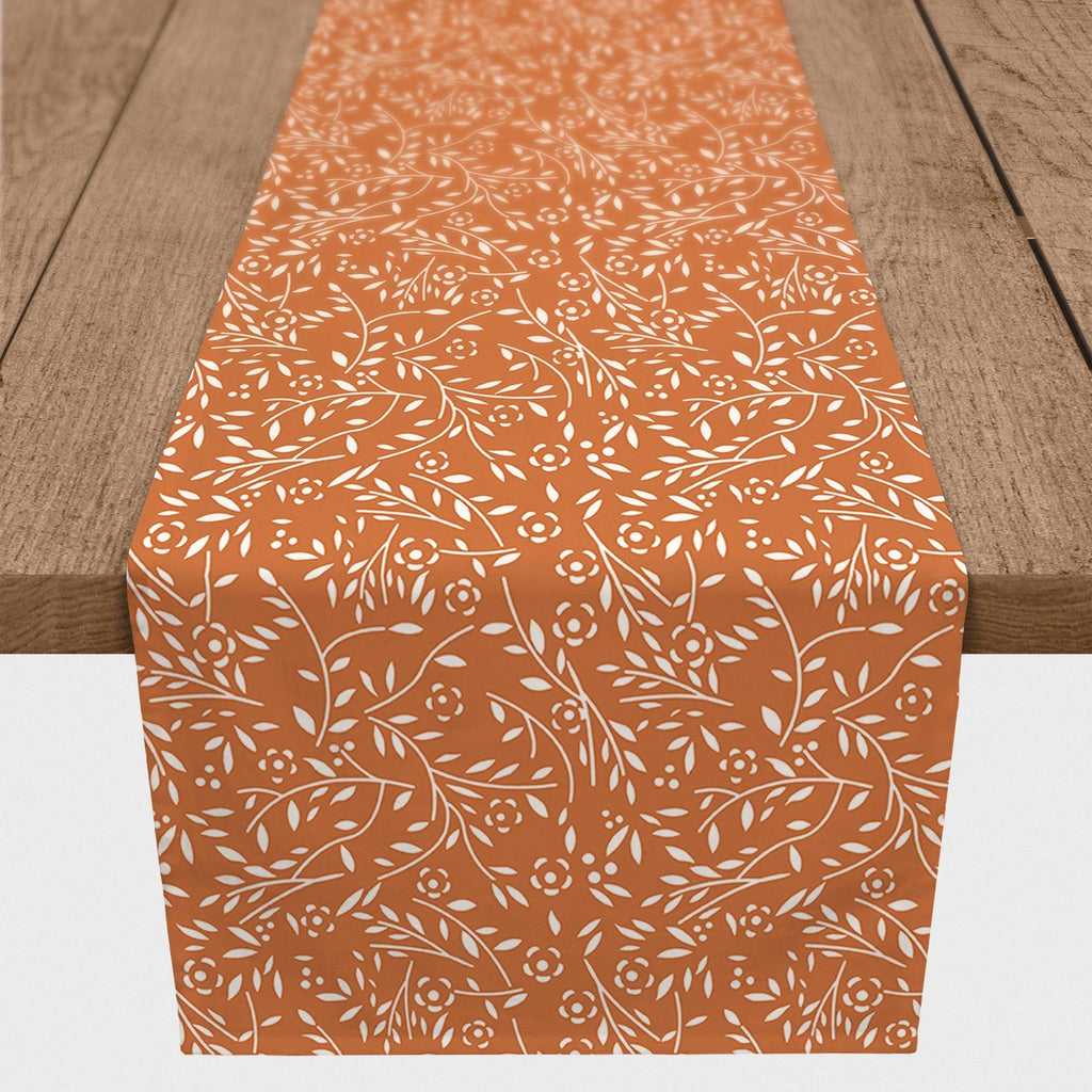 Creative Products Delicate Floral Pattern Orange 16x90 Poly Twill Table Runner