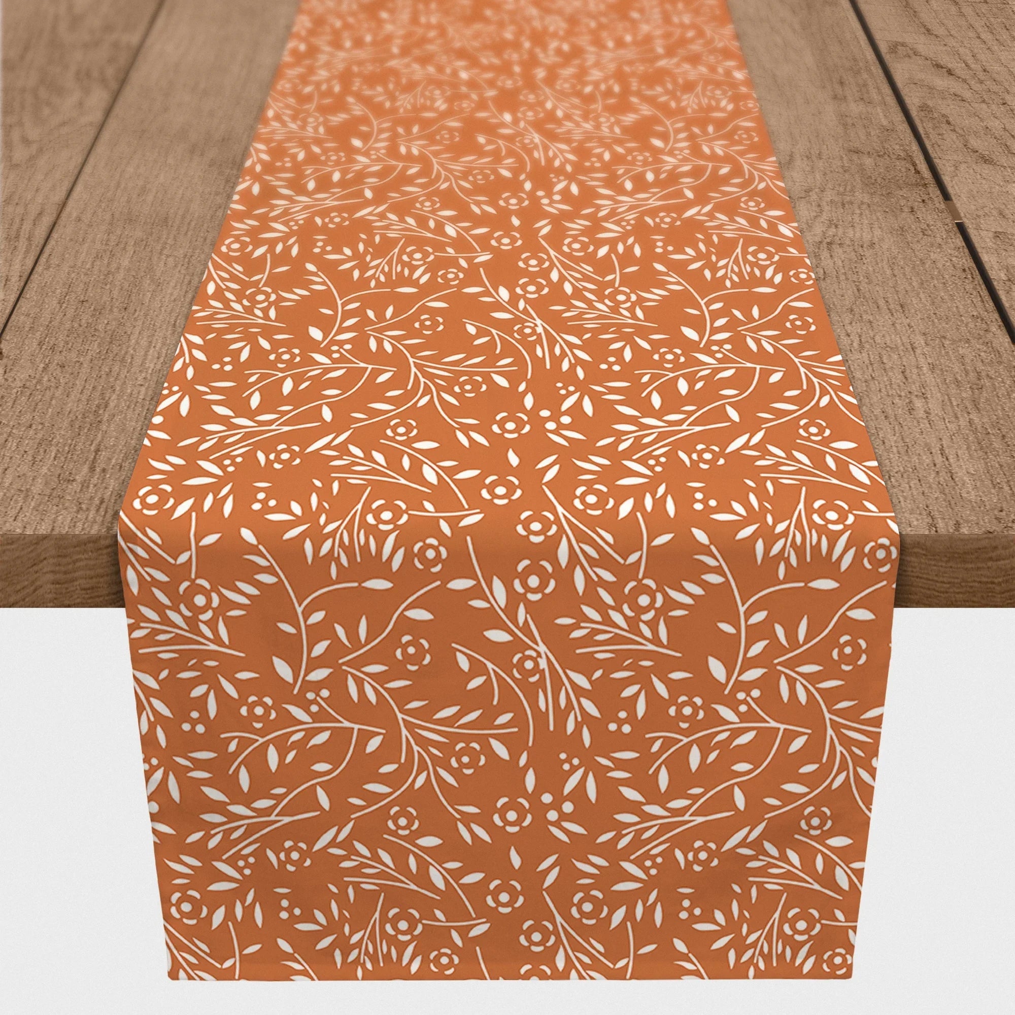 Creative Products Delicate Floral Pattern Orange 16x90 Poly Twill Table Runner