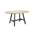 Modern Oval Wooden Dining Table with Black Metal Legs