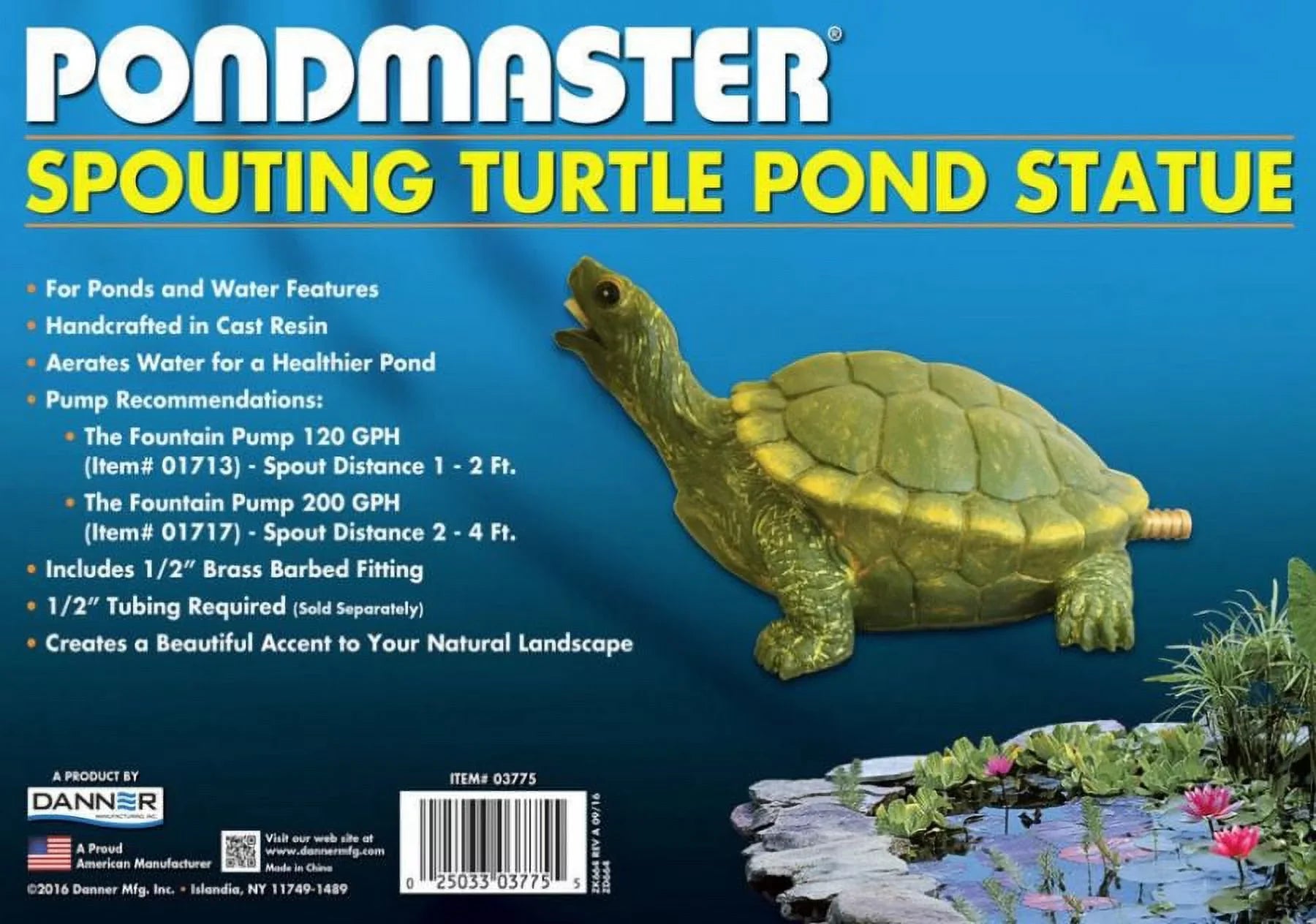 Pondmaster Resin Turtle Spitter 9"L x 3.6"W x 5.6"H Pack of 4