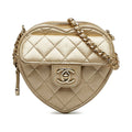 Pre-Owned Authenticated Chanel Mini CC in Love Heart Crossbody Lambskin Leather Gold Crossbody Bag Unisex (Good)