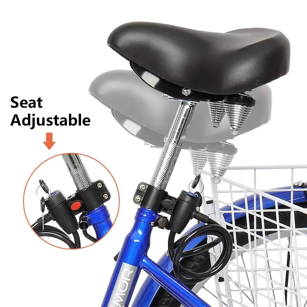 SalonMore Adult Tricycle 26-Inch Wheel Men's Women's Bike, Blue