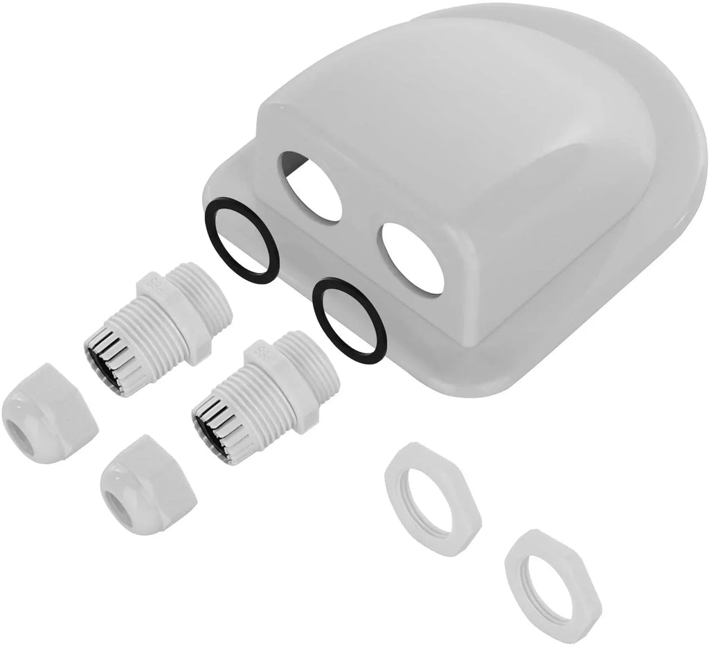 Restmo IP68 Waterproof Solar Cable Entry Gland, Weather Resistant Dual Cable Entry Housing for Solar Panels of RV, Caravan, Marine, Boat, Cabin, White