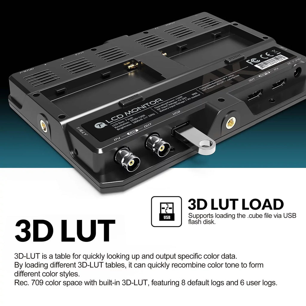 LILLIPUT H7S 7 Inch 4K Ultra Brightness On Camera Monitor with Full HD Resolution 1800nit Sunlight Viewable 4K 3G SDI Input Output Support HDR 3D LUT Functions for Taking Photos Creatin