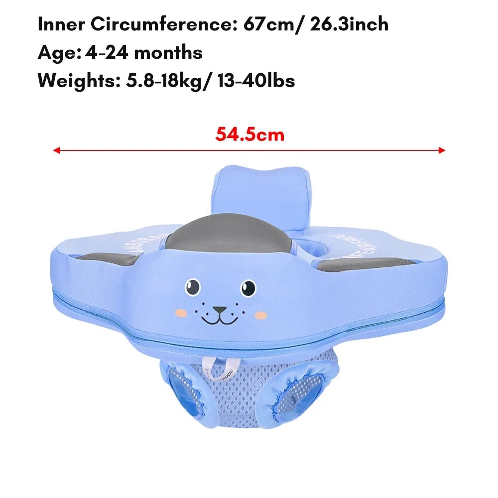 Mambobaby Mambobaby B504 Non-Inflatable Baby Pool Seat Float Summer Swimming Ring with Safety Seat for 4-24 Months Baby