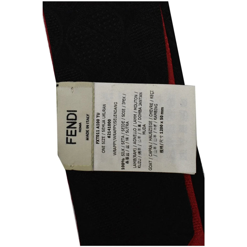 Pre-owned FENDI Karlito Wrappy Silk Scarf Red