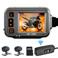 Walmeck Motorcycle Dash Cam,WiFi Dual 1080p Motorbike Camera ,120° Wide Angle,Parking Monitoring, Timed Recording After Flameout Full Body Waterproof Night Vision HD With 32G storage card