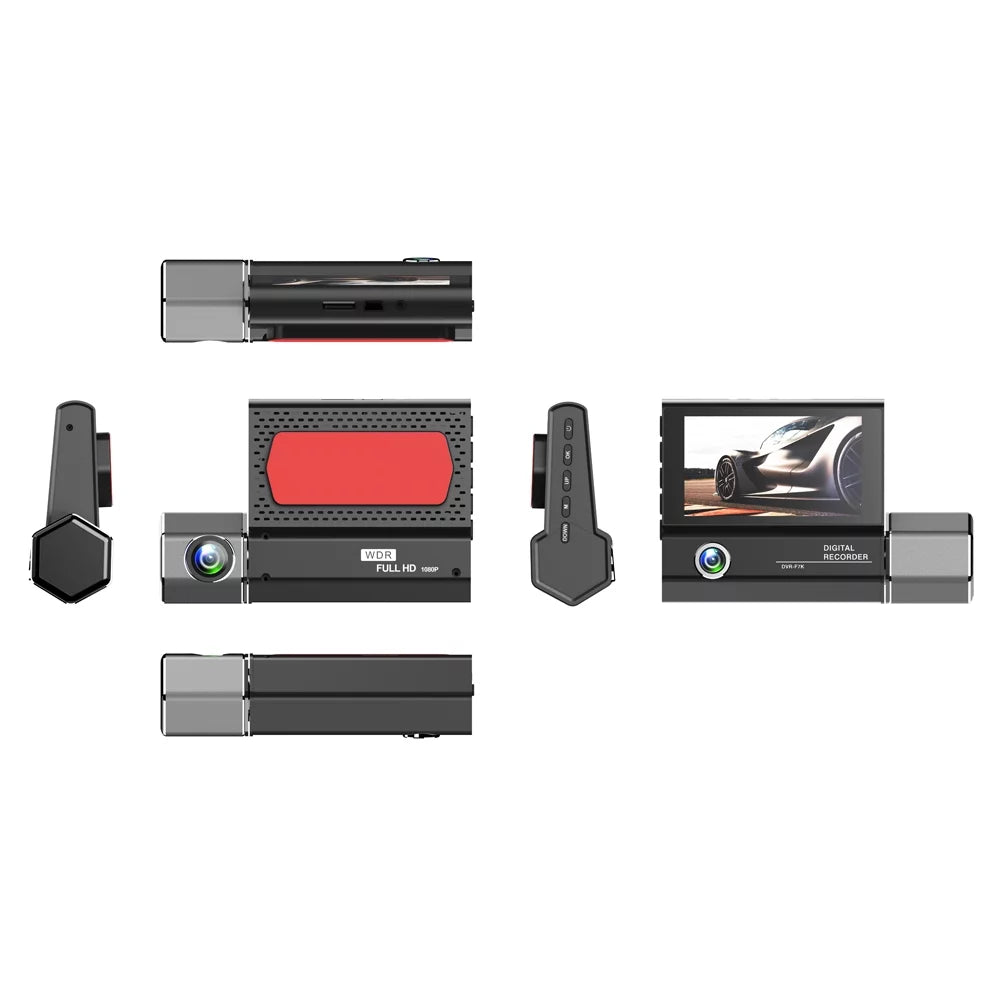 Arealer 3 Cameras Dash Cam 4in Clear Car Rearview Mirror Car Video Recording Car Recorder Auto Safety Driving Recorder
