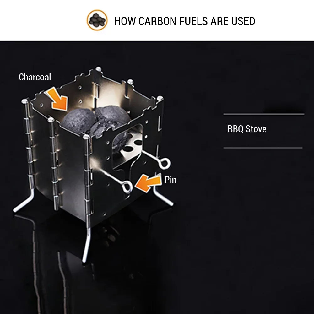 Apexeon Collapsible Wood Stove with Carrying Case - Ideal for Backpacking, Picnics, and Outdoor Cooking