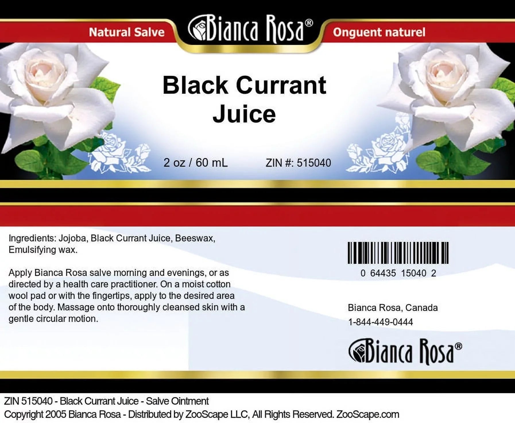 Bianca Rosa Dark Currant Juice - Hand and Body Salve Ointment, (2 oz, 2-Pack, Zin: 515040)