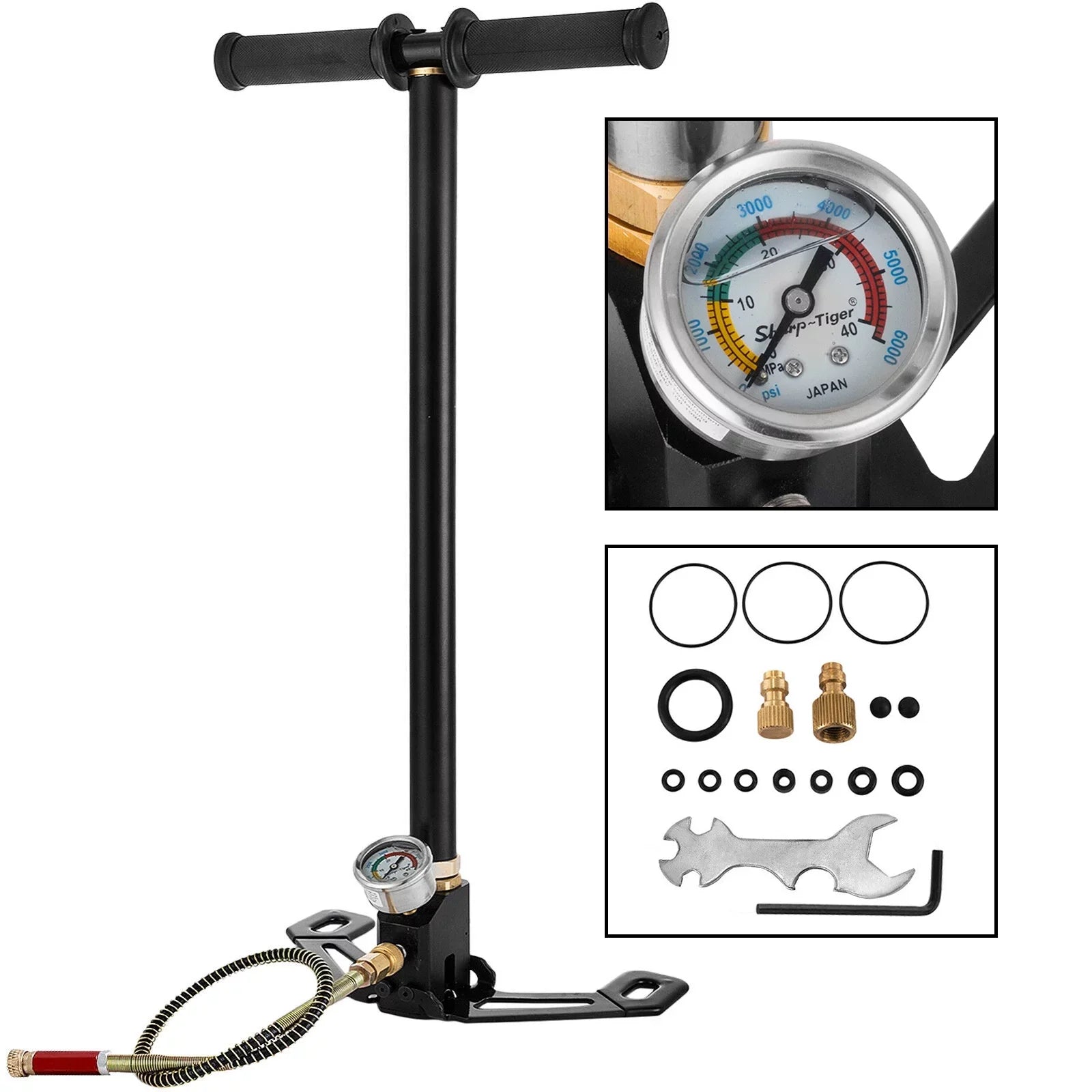 BENTISM 3 Stage PCP Air Gun Rifle Filling Stirrup Pump Hand Pump 4500PSI Charging Jet New