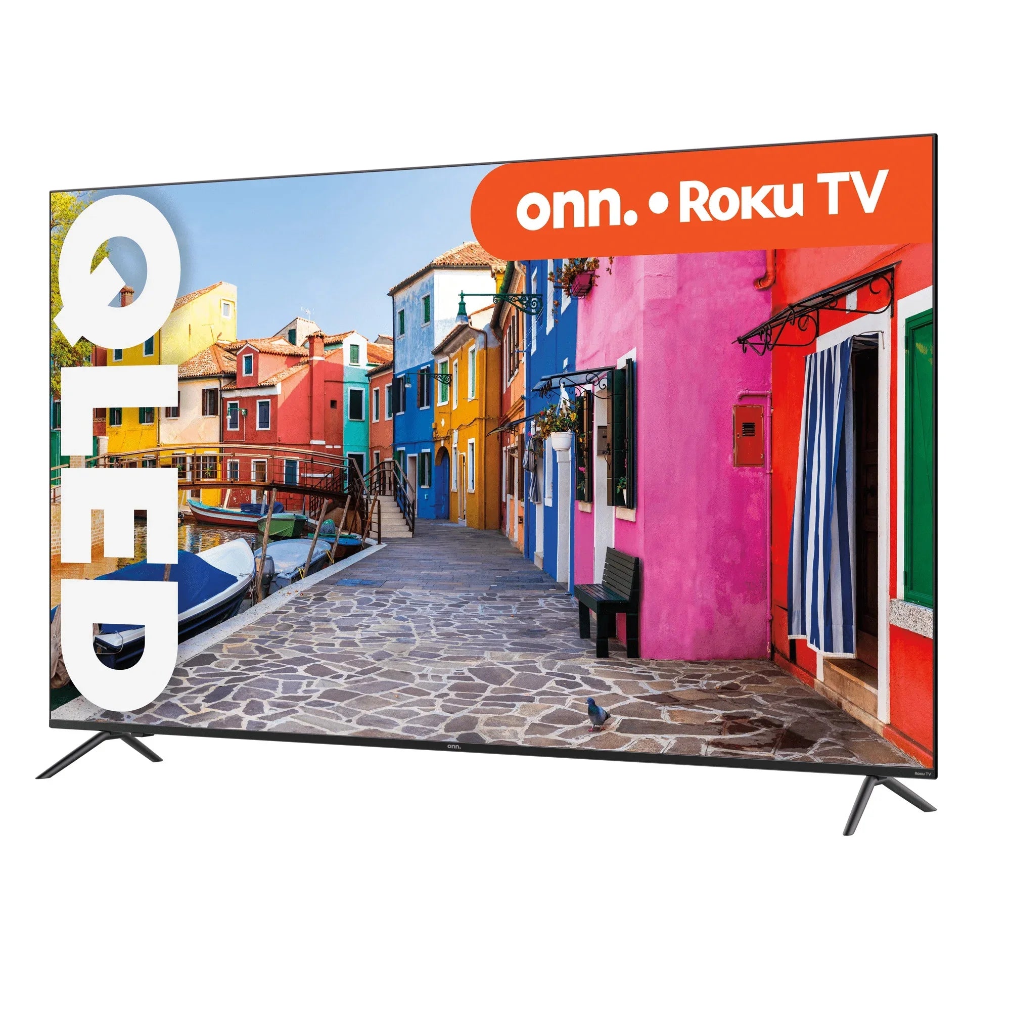 onn. 75” QLED 4K UHD (2160p) Roku Smart TV with Dolby Atmos, Dolby Vision, Local Dimming, 120hz Effective Refresh Rate, and HDR (100071709)
