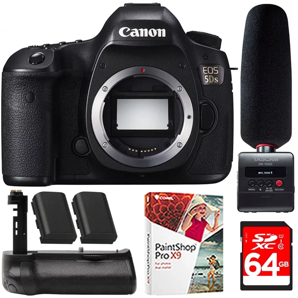 EOS 5DS 50.6MP Digital SLR Camera (Body Only) + Tascam DR-10SG Audio Recorder & Microphone Kit